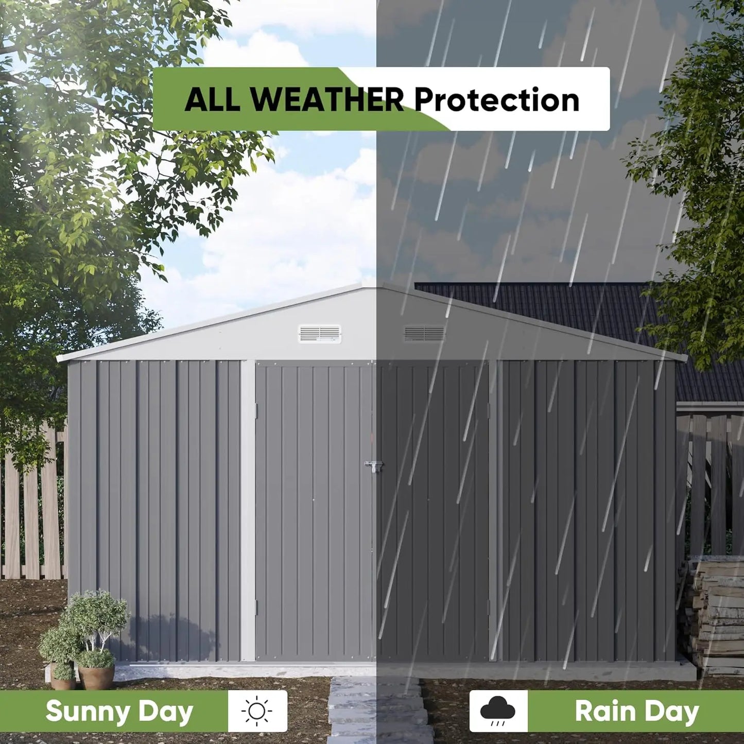 Lockable Metal Storage Shed For Garden Utility Tools Outdoor Use