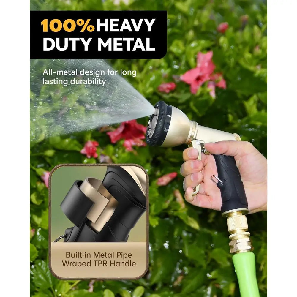 Garden Hose Nozzle With 9 Spray Settings Heavy Duty Metal