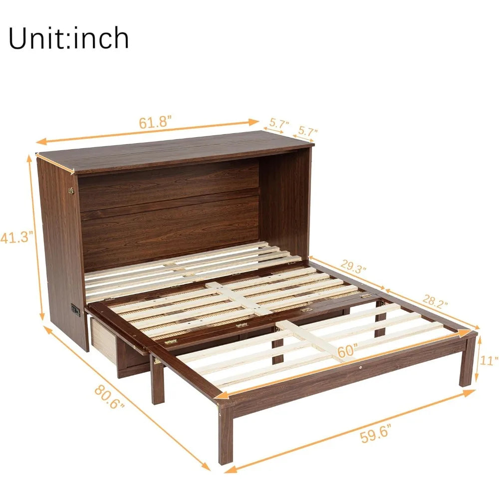 RBXC Murphy Bed Cabinet With USB Charging Station And Storage