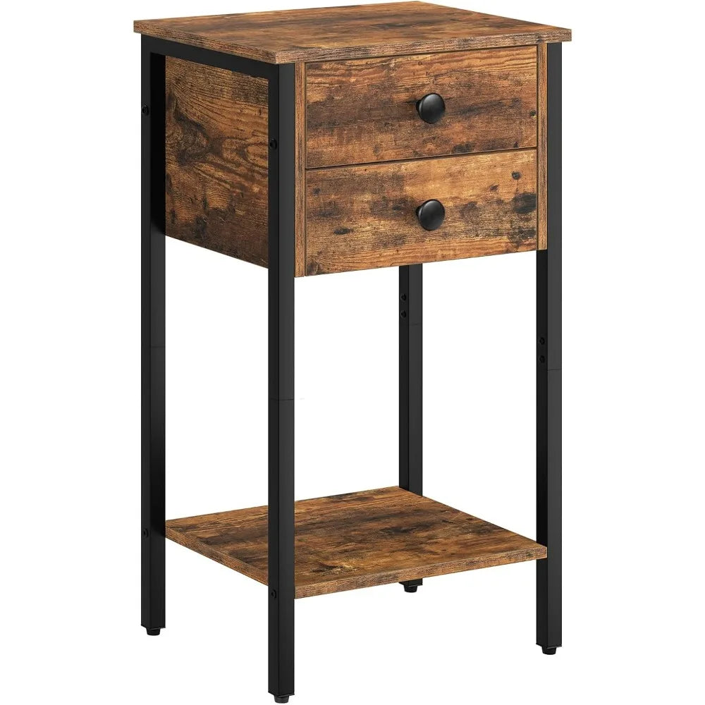 Drawer Nightstand With 2 Drawers And Storage Shelf Modern