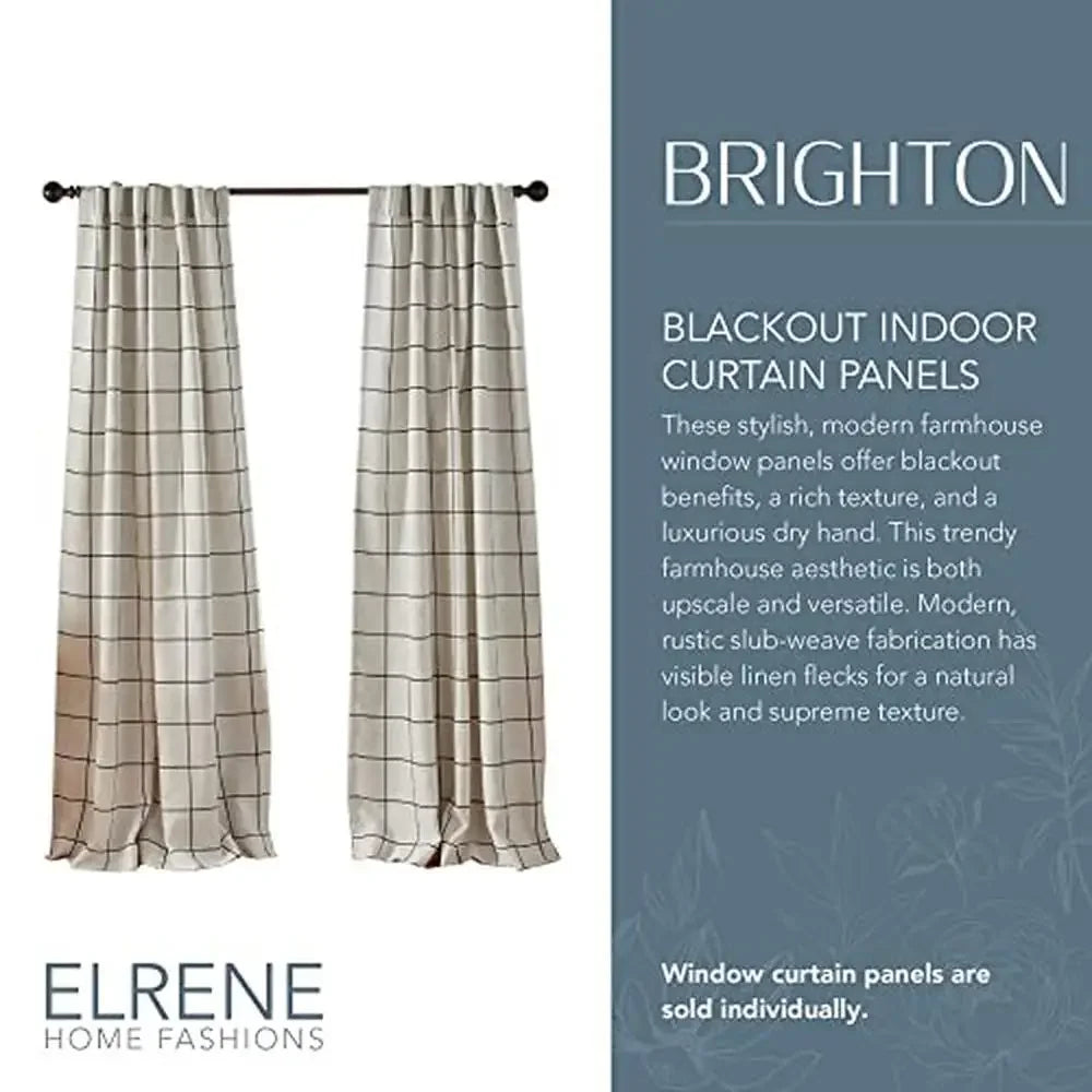 XMSJCN Brighton Plaid Blackout Curtain Farmhouse Panel