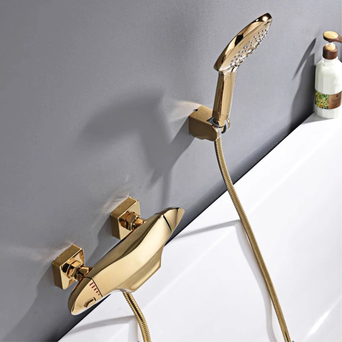 Luxury brass Gold bathroom faucet with simple constant temperature design Dual control of Hot & Cold 2 function bathtub Mixer