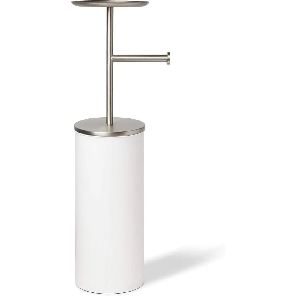 Portaloo Toilet Paper Stand and Reserve, White/Nickel