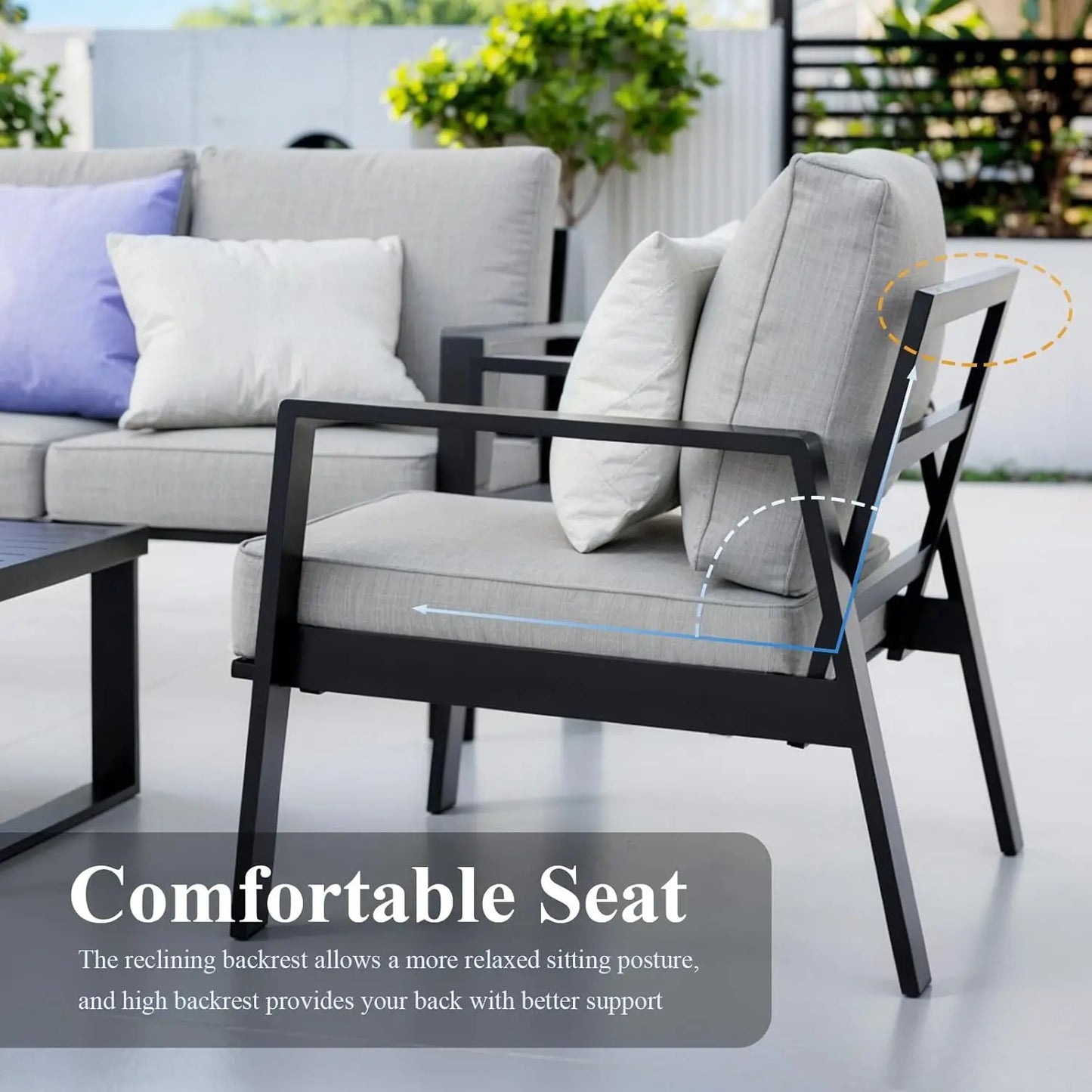Aluminum Outdoor Patio Furniture 4 Piece Sectional Set Coffee Table