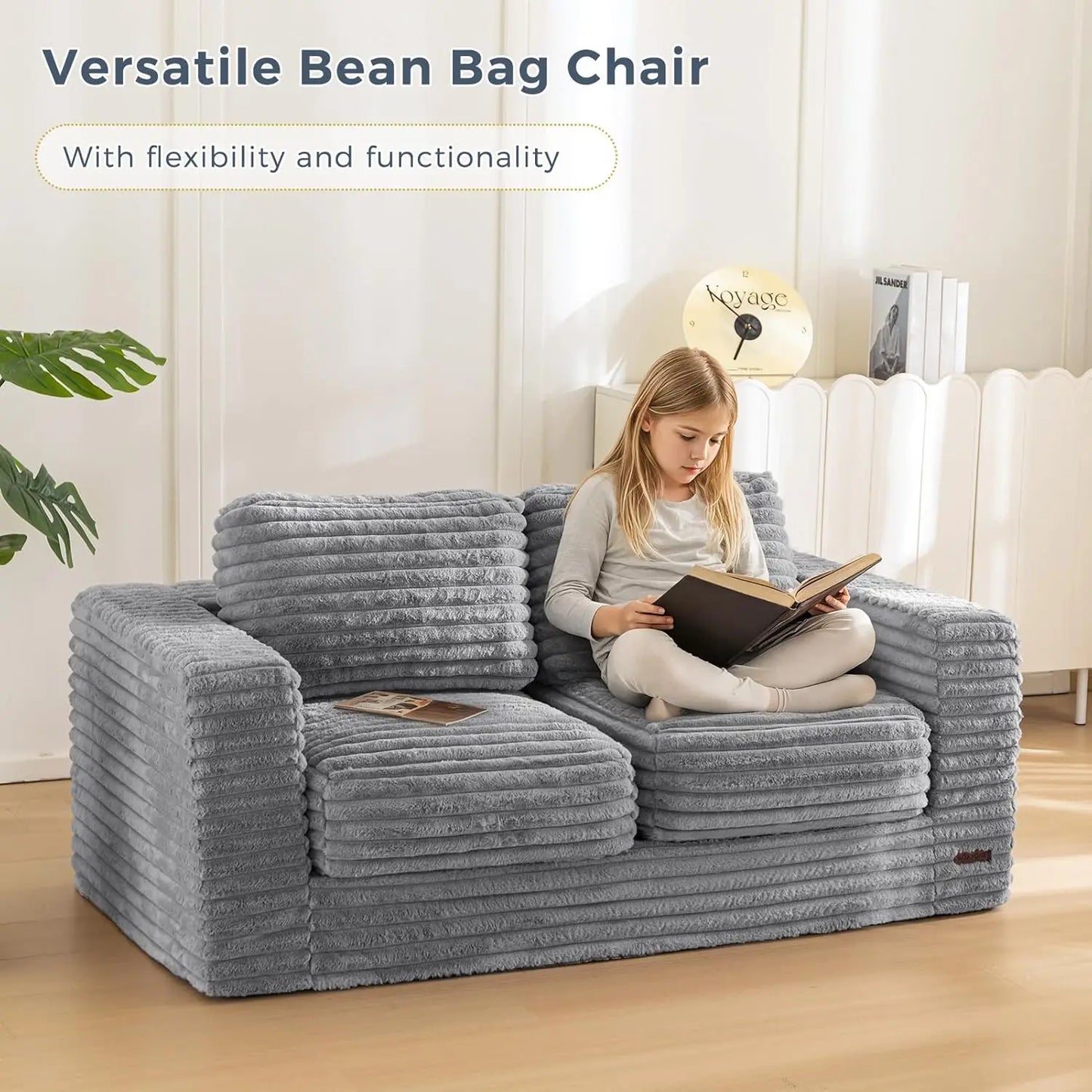 Bean Bag Sofa Chair With Pillows And Armrests Living Room