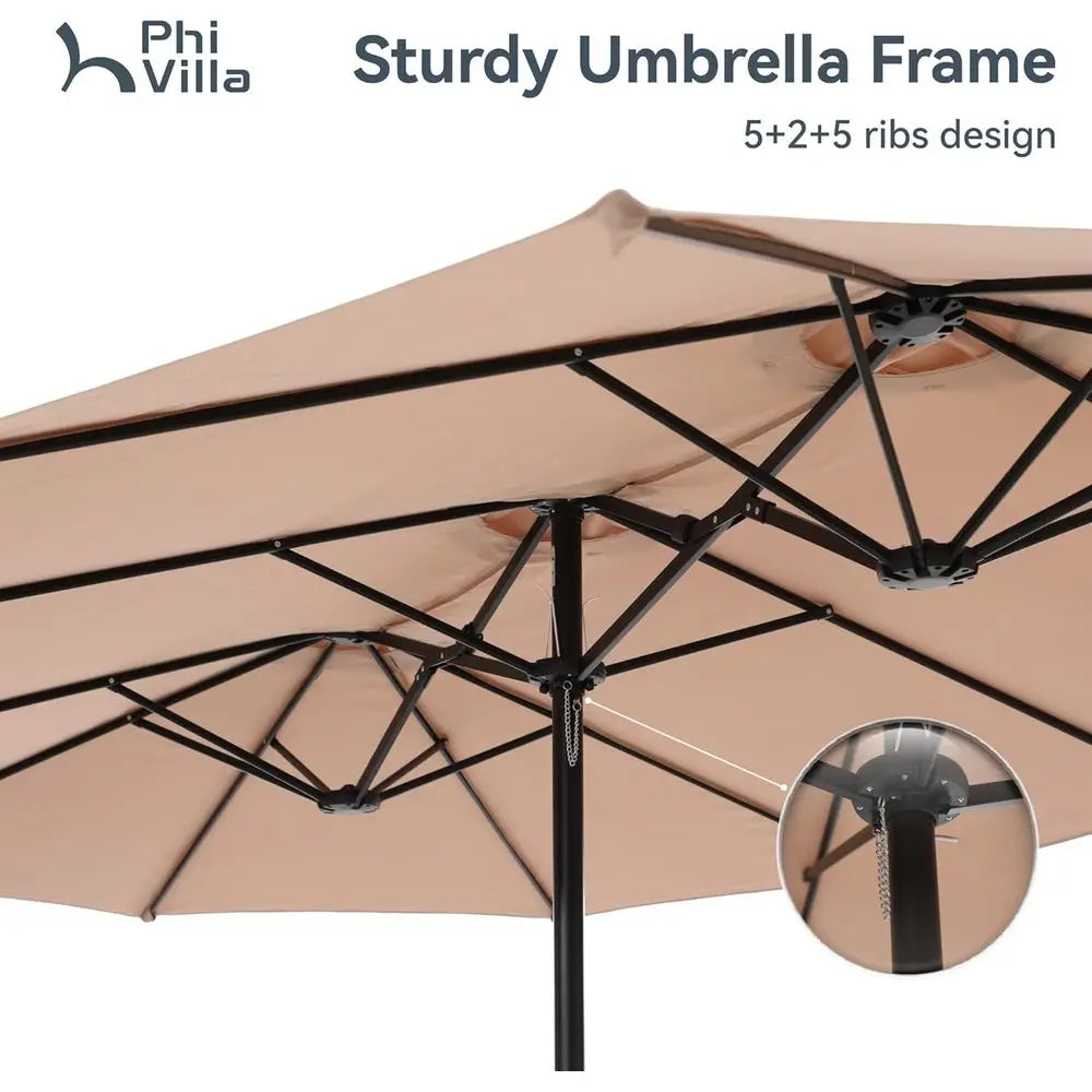 Rectangle Patio Umbrella With Stand Double-Sided Market Umbrella