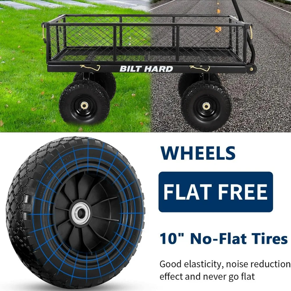 Flat Free Tire Steel Garden Cart 400 Lbs Rotating Handle