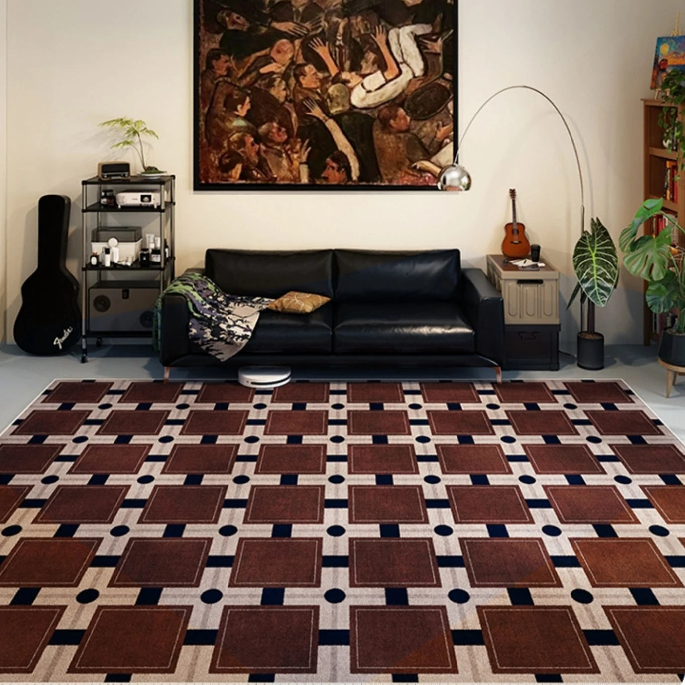 Modern Simple Carpets for Living Room Fluffy Soft  Bedroom Decor Plaid Carpet American Retro Lounge Rug Thickened Washable Mat