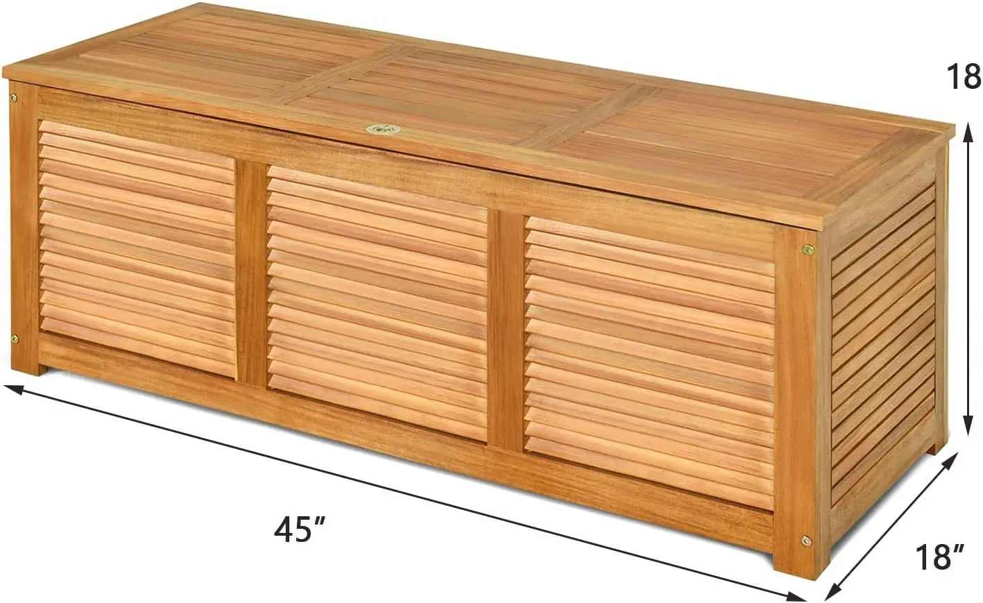 46 Gallon Acacia Wood Deck Box, Garden Backyard Storage Bench, Outdoor Storage Container for Patio Furniture Cushions