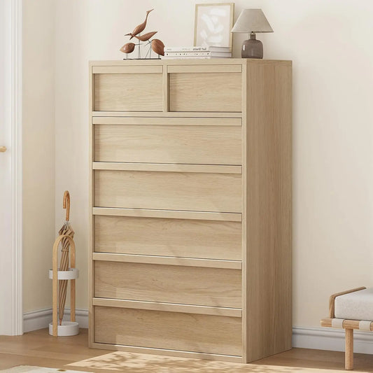 7 Drawer Dresser for Bedroom, 46" Tall Modern 7 Chest of Drawers with Large Storage Space, Wooden Dresser Organizer