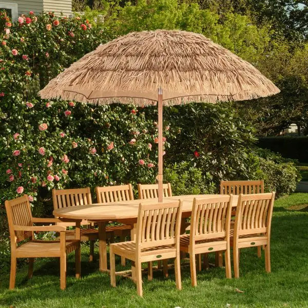 Thatched Tiki Umbrella With Foldable Tilt Stand Outdoor Patio