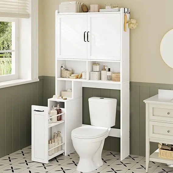 Over The Toilet Storage Cabinet With Pulley And Adjustable Shelf