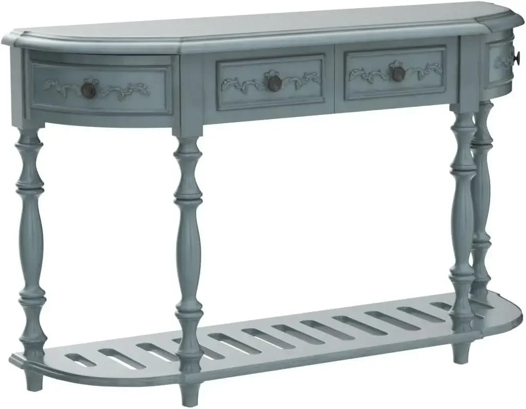 XMSJ Retro Wood Curved Console Table Half Moon Entryway Table