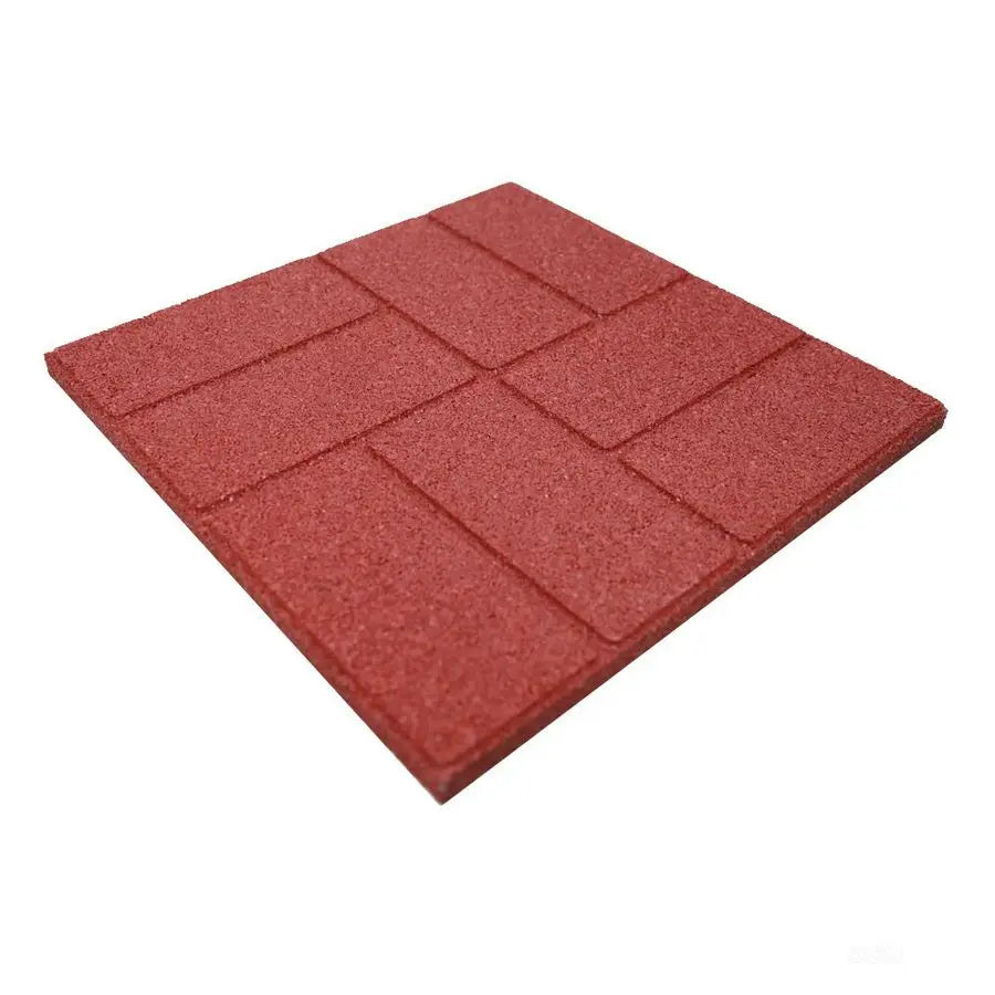 DualSide Garden Rubber Paver 16x16 for Patio Paver, Step Stone and Walk Way, Safety Rubber Tile Red 6 PCS per Pack