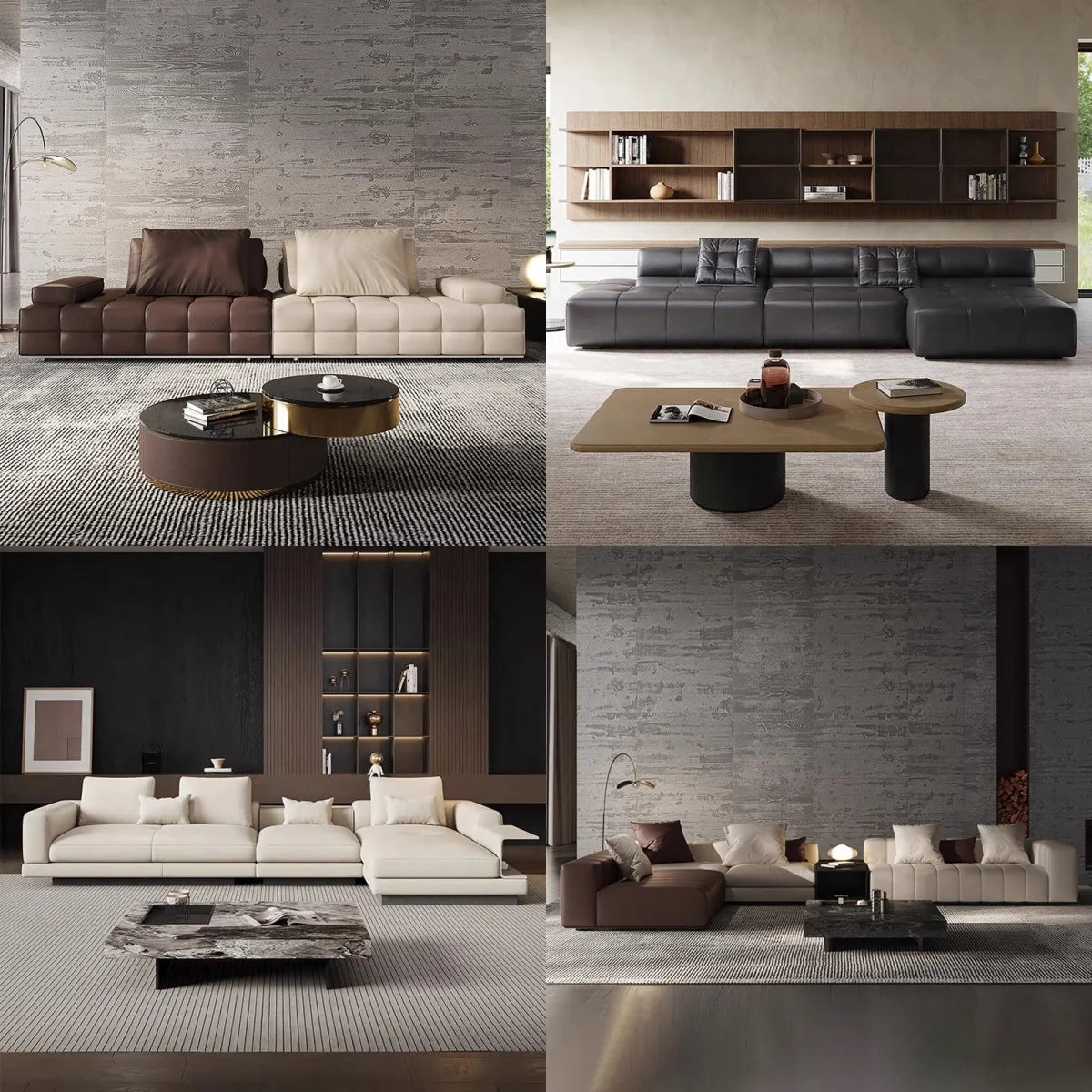 Italian-Style Full Genuine Cowhide Leather Sofa Modern Luxury