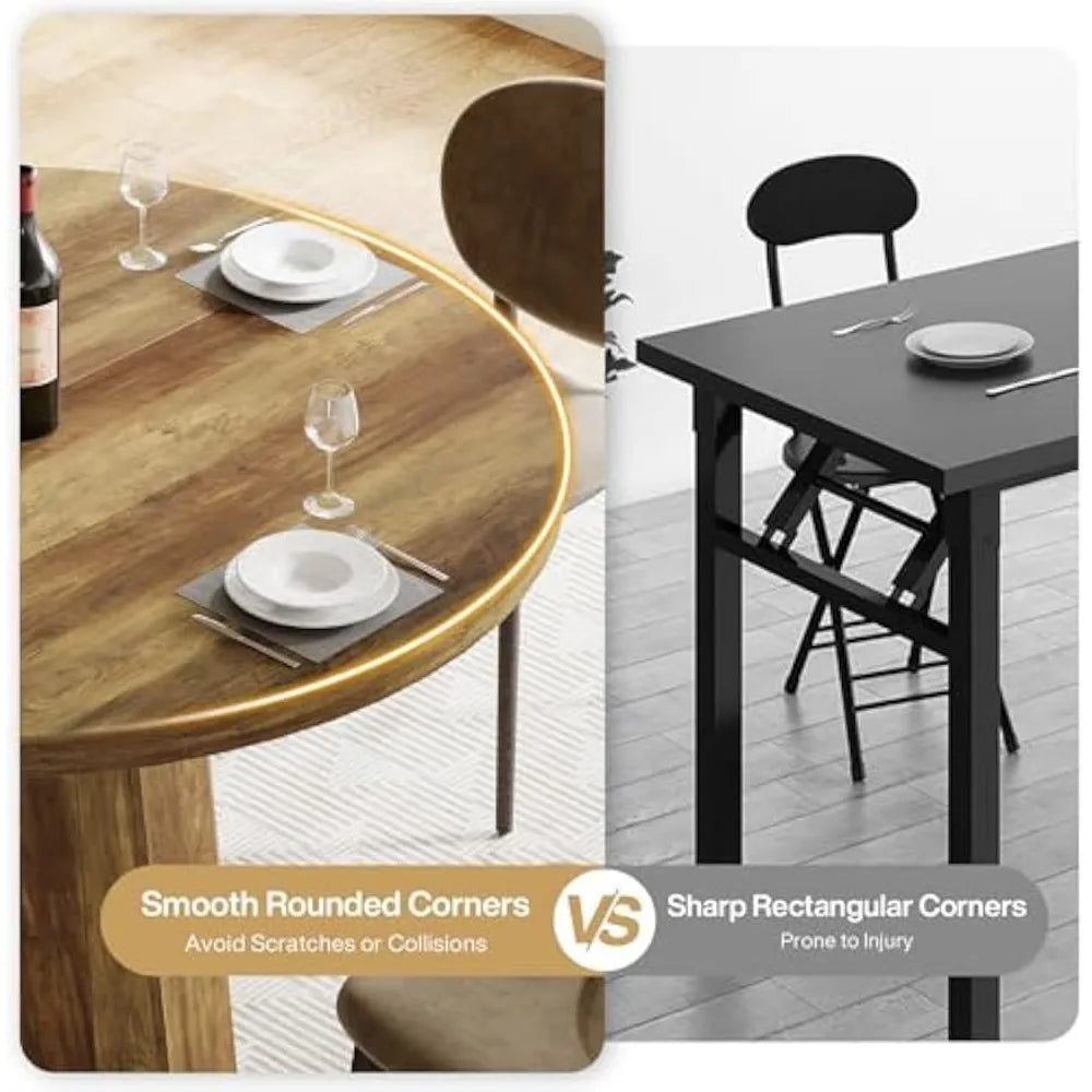 Farmhouse Round Dining Table With Pedestal Base For Dining