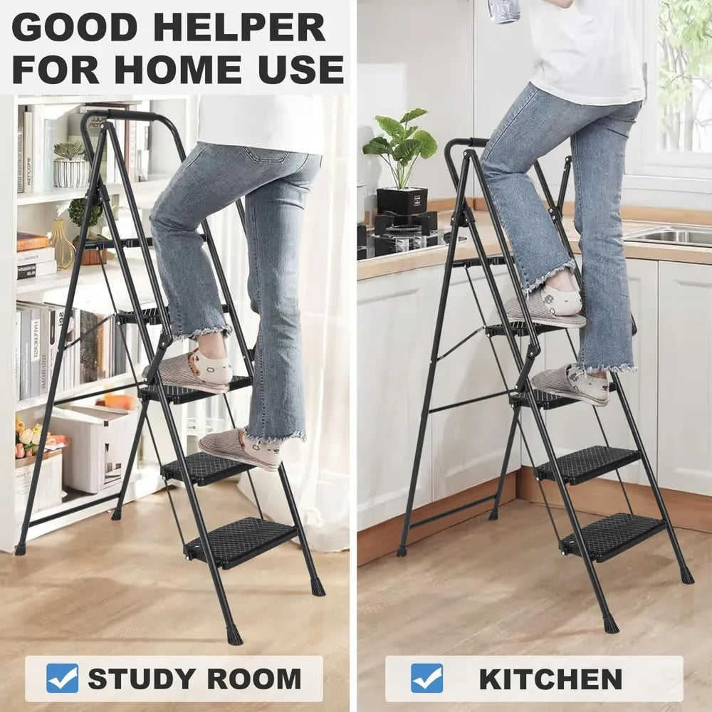CHENGWEI 5 Step Ladder With Handrails Foldable Aluminum