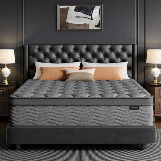 ZHUXIANG Hybrid Mattress Gel Memory Foam Pocket Coils Breathable Medium Firm