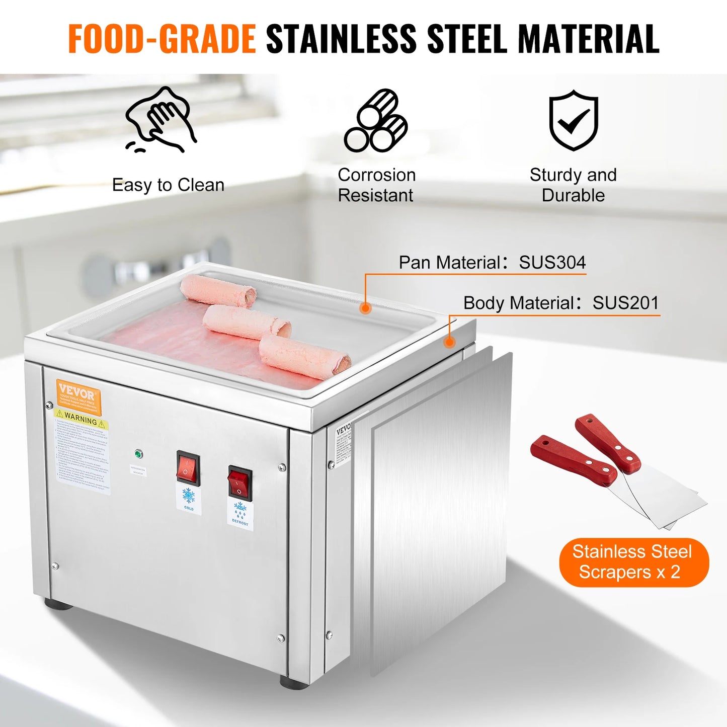 SucceBuy Fried Ice Cream Roll Machine Stainless Steel Maker