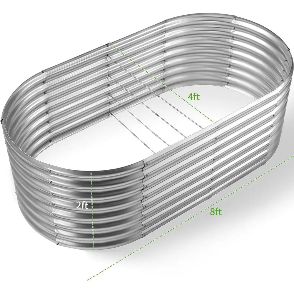 Oval Galvanized Metal Garden Bed Planter for Vegetables and Fruits