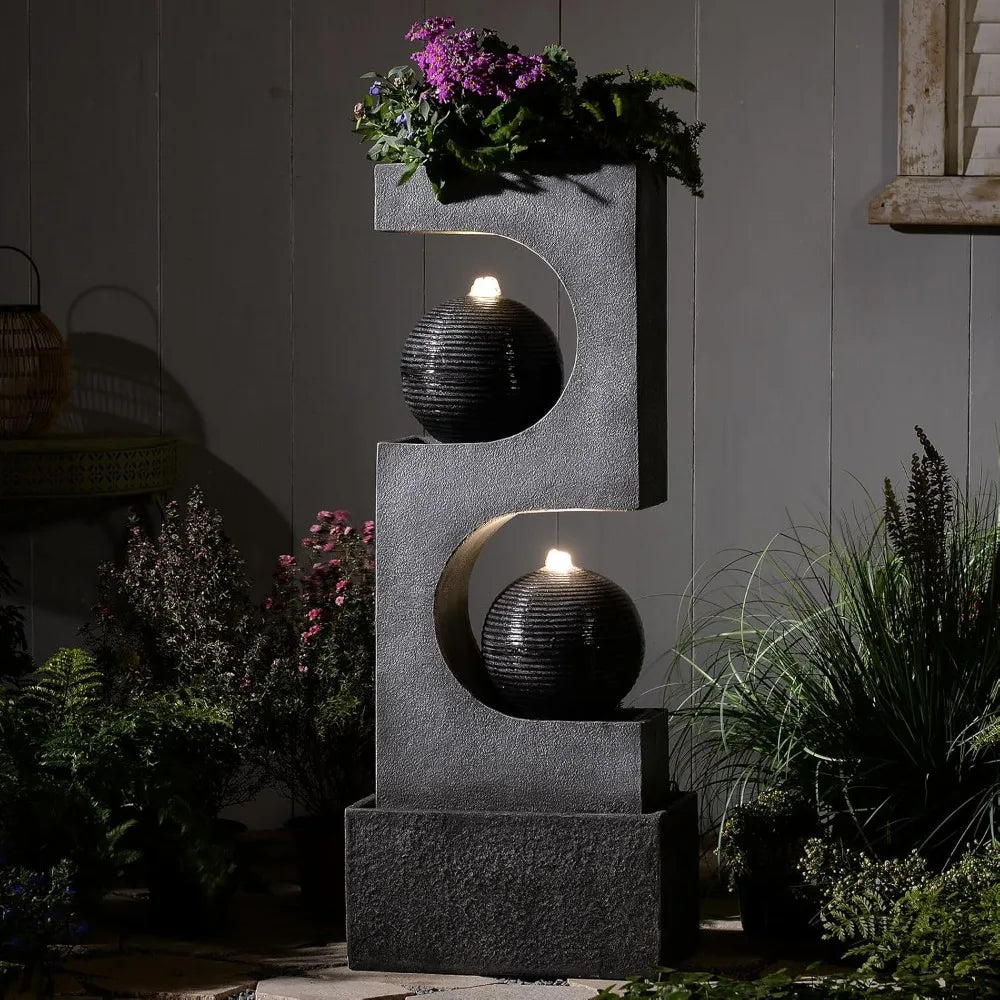 Bumilgar Outdoor Water Fountain With LED Light Sphere