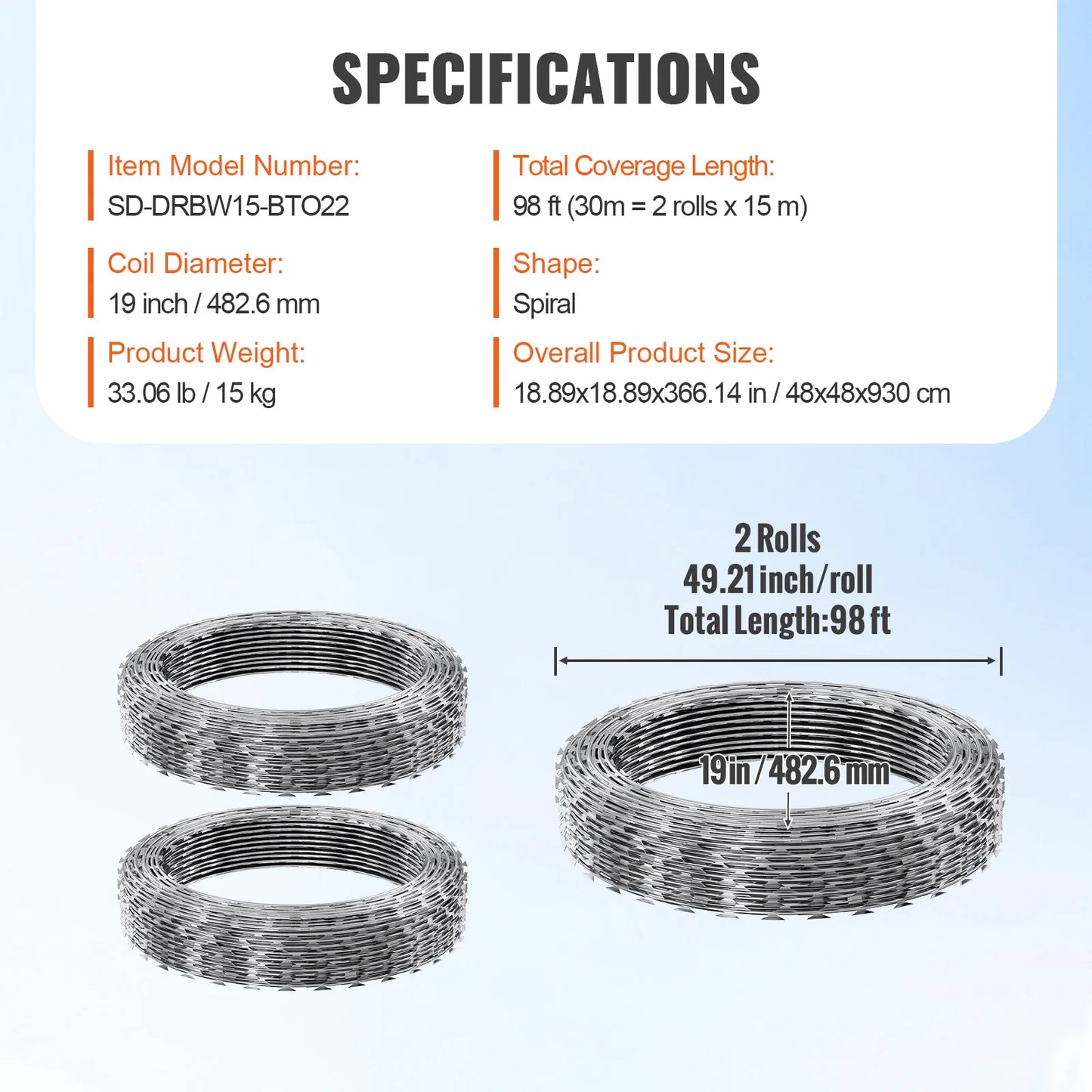 SucceBuy Galvanized Double Spiral Barbed Wire Fence Rolls for Garden