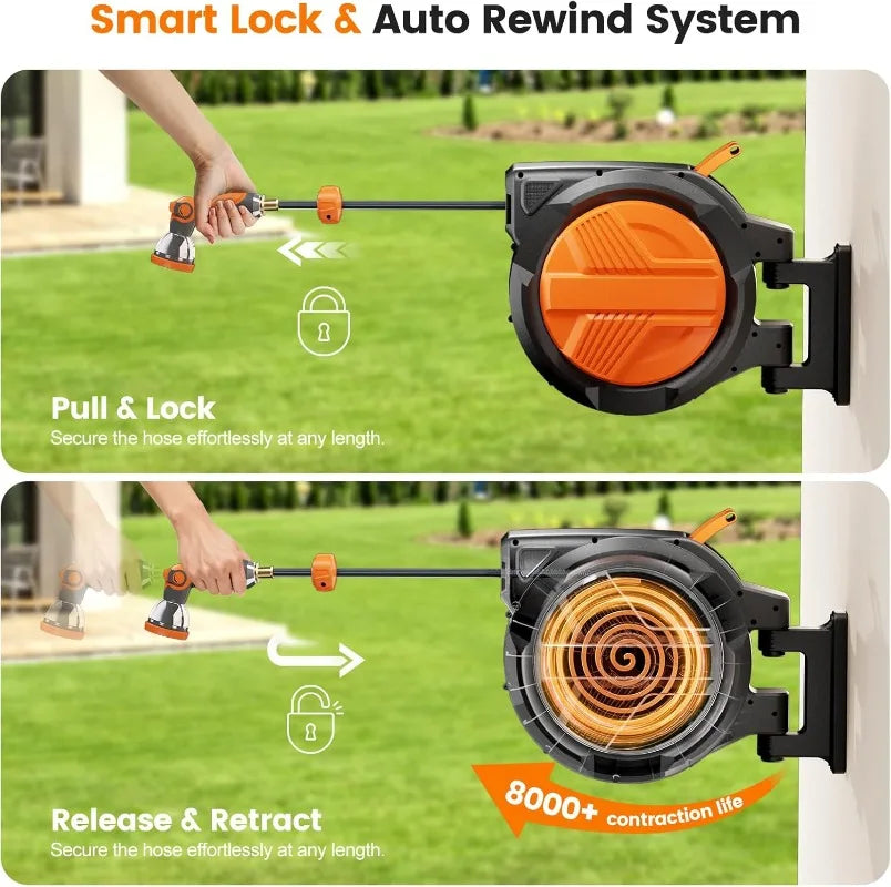 Hign-concerned Retractable Garden Hose Reel Auto Rewind