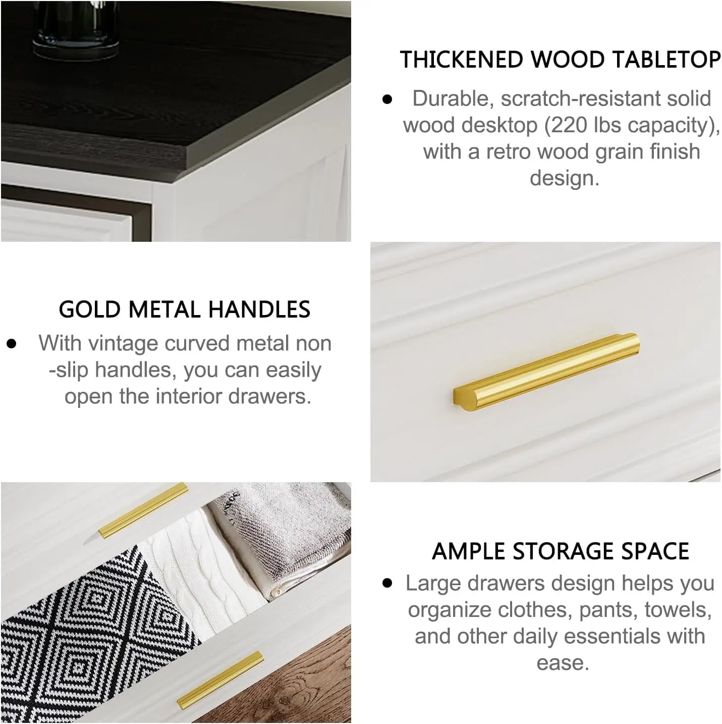 Hign-concerned Chemical White Six Drawer Dresser Farmhouse