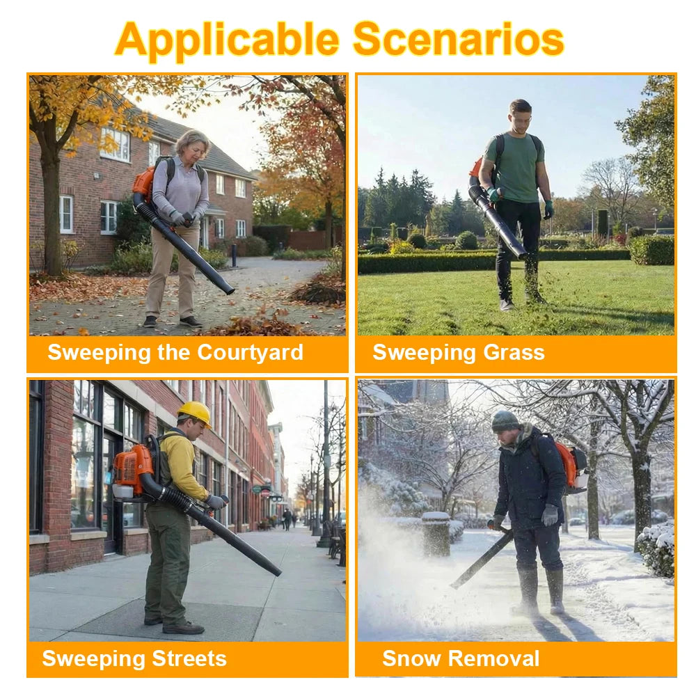 Professional Gas Powered Backpack Leaf Blower Heavy Duty Yard Work