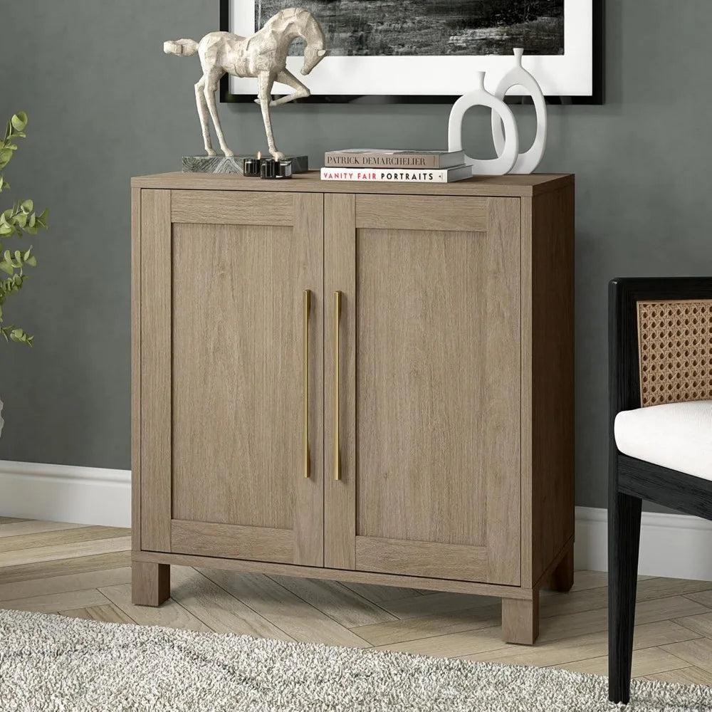 Wide Rectangular Accent Cabinet For Home Office Storage