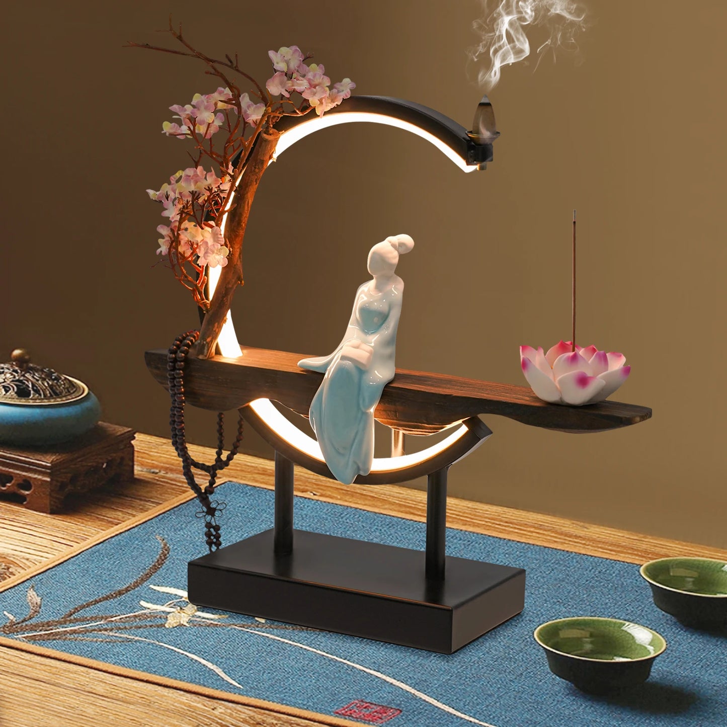 Bymaocar Chinese Zen Incense Burner Set Living Rooms