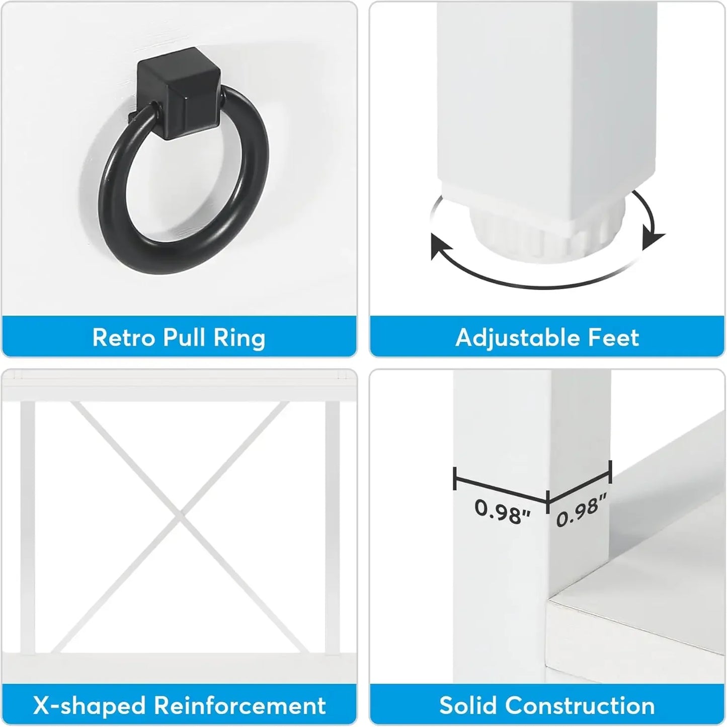 XMSJ Farmhouse Console Table With 3 Drawers And Entryway Storage Shelf