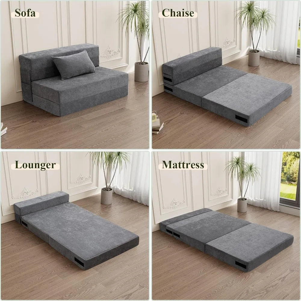 Sofa Bed, Convertible Sleeper Chair with Pillow, Fold Out Couch, for Living Rooms/Dorm/Guest Room/Home Office, Living Room Sofa