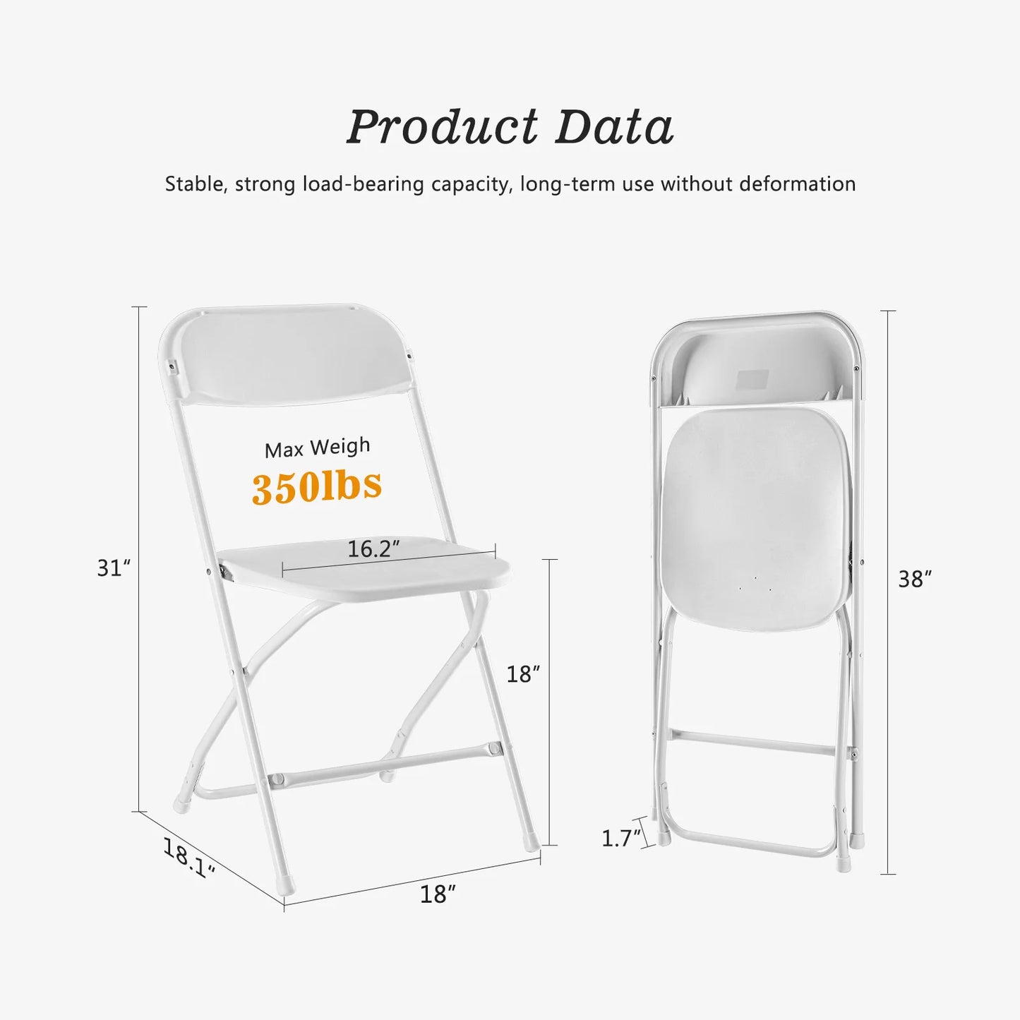 JHK Plastic Folding Chairs 330LB Load Capacity Living Room