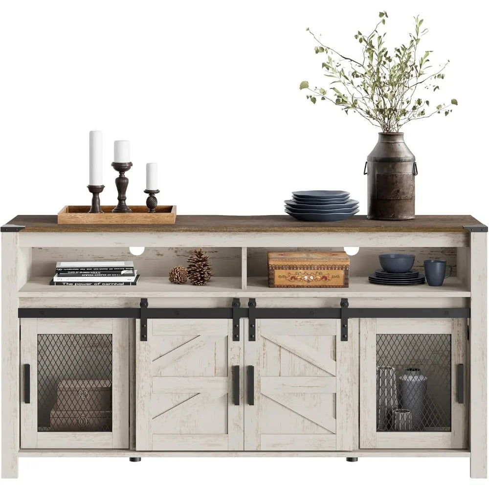 MKDK Farmhouse Buffet Cabinet Rustic Sideboard Barn Doors