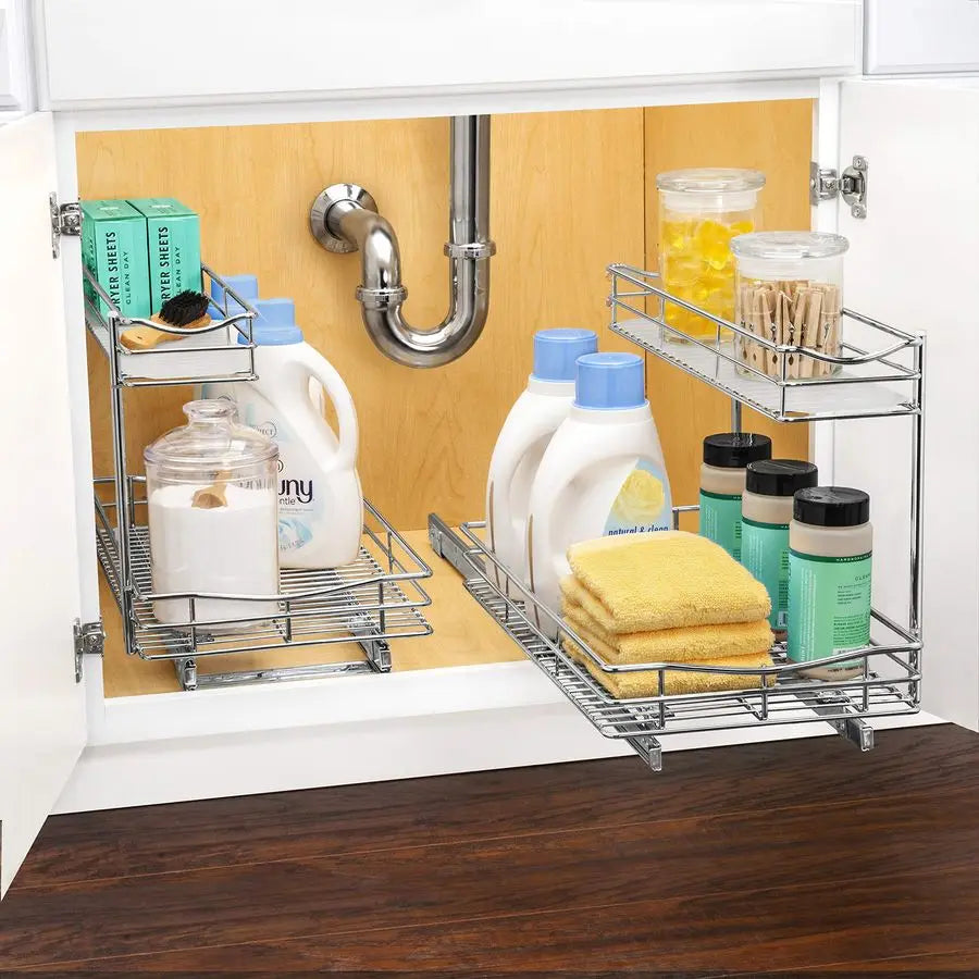 Under Sink Cabinet Pull Out Organizer Sliding Drawer Shelf