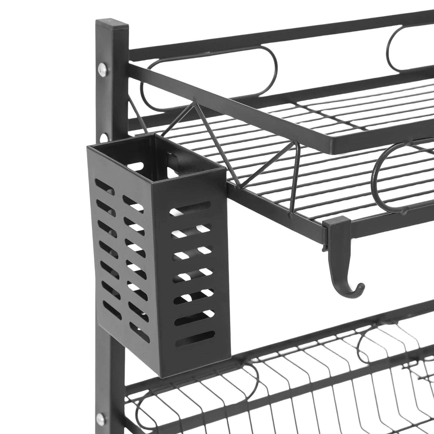 Two Tier Over Sink Dish Drying Rack Carbon Steel Above Sink Drainer Kitchen Organizer For Kitchen Counter 62 To 82 Cm