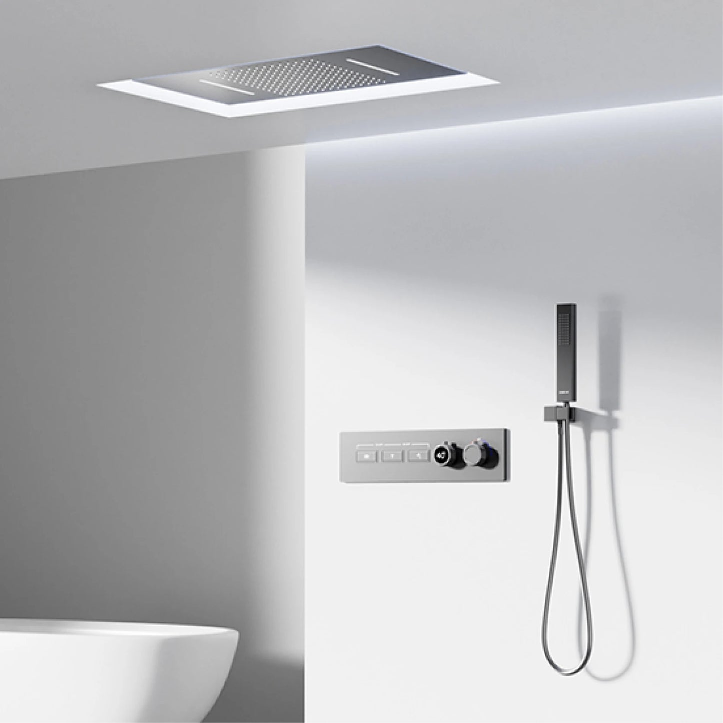 Gestana Luxury Ceiling Thermostatic Shower System 3 Function LED