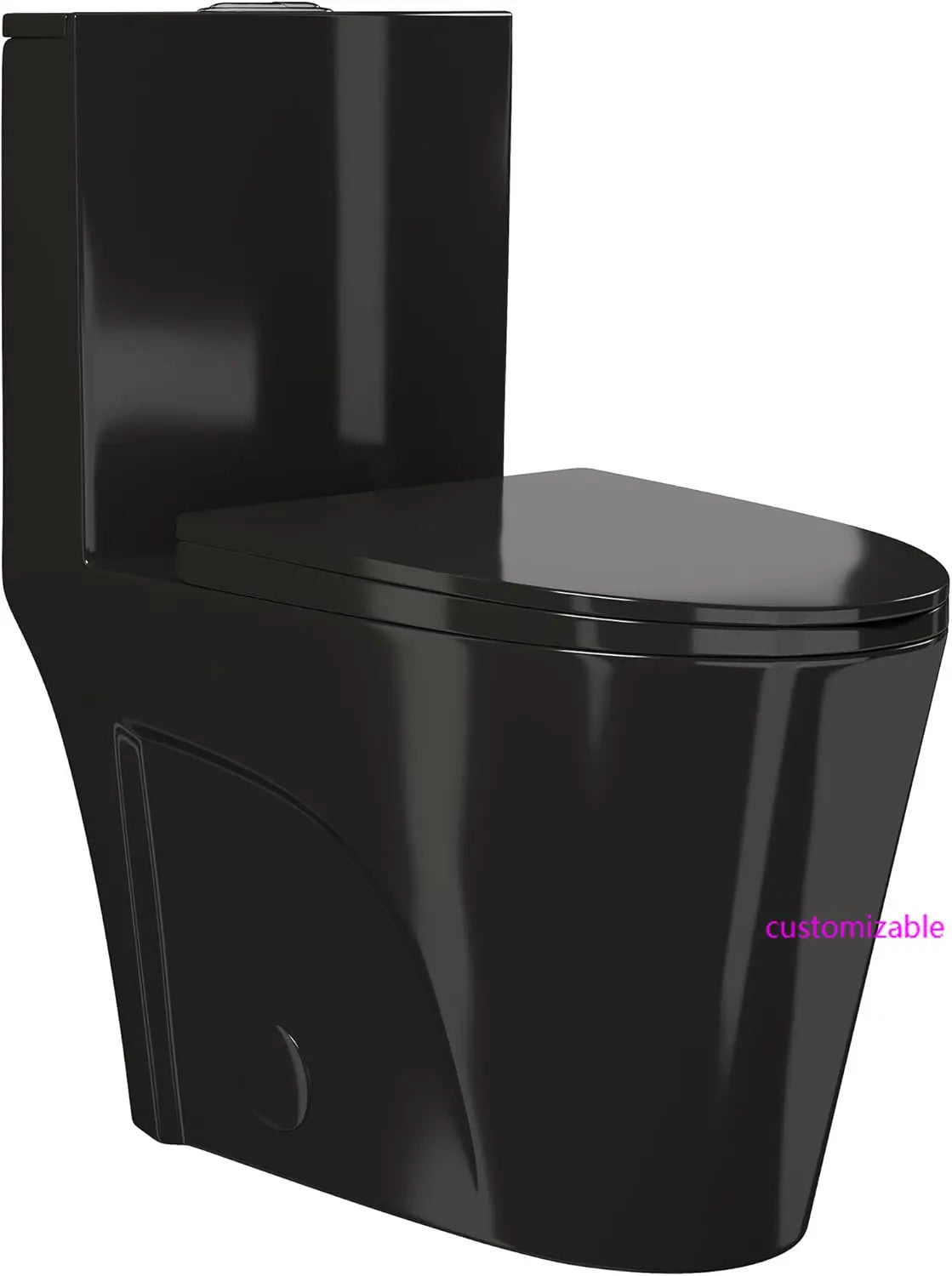 Tropez SM-1T254GB One Piece Elongated Toilet with Comfort Chair Seat ADA Height Vortex™ Flush in Glossy Black 1.1/1.6 gpf