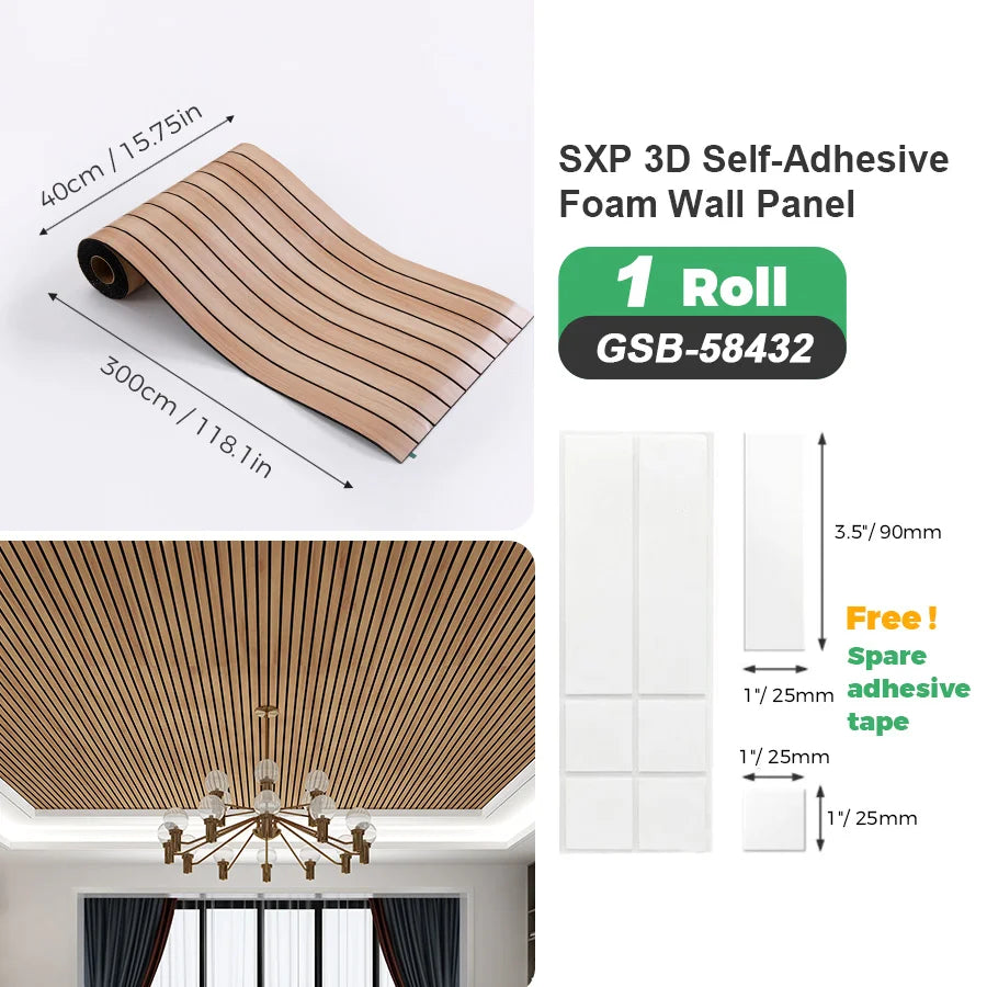 1 Roll Self-Adhesive Grid Wall Sticker SXP Wallpaper Sticker 15.75x118.11inch(12.91 Sq.Ft) Peel and Stick, Suitable for any room