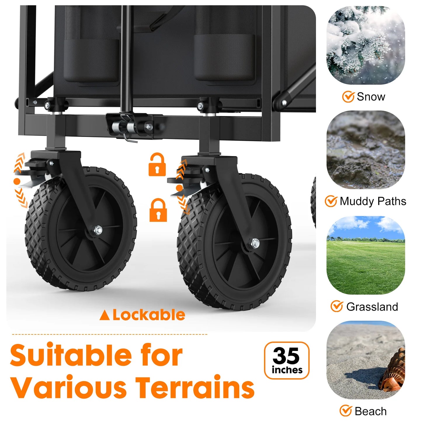 JHK Outdoor Foldable Large Capacity Garden Cart Wagon