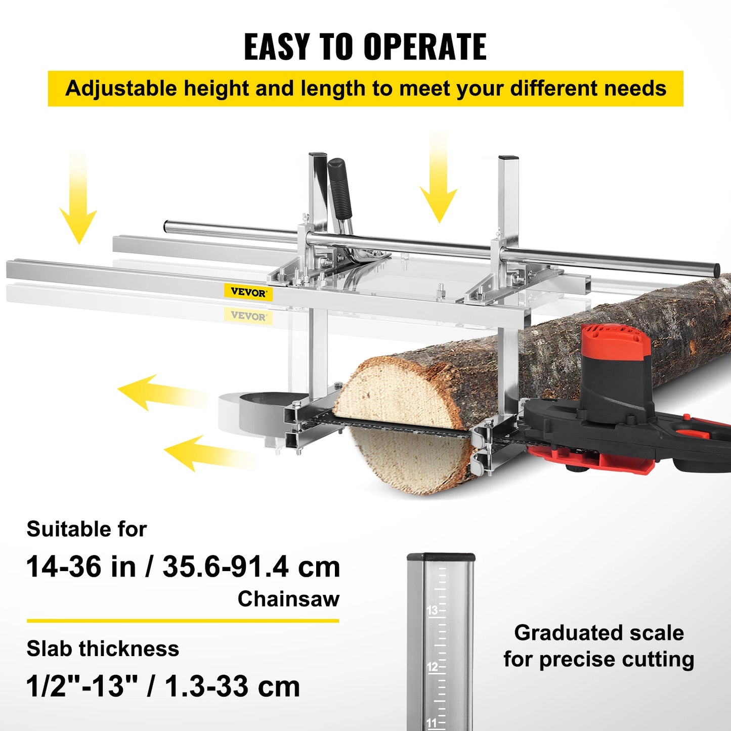 SucceBuy Chainsaw Mill Planking Guide Bar Lumber Cutting Portable Sawmill