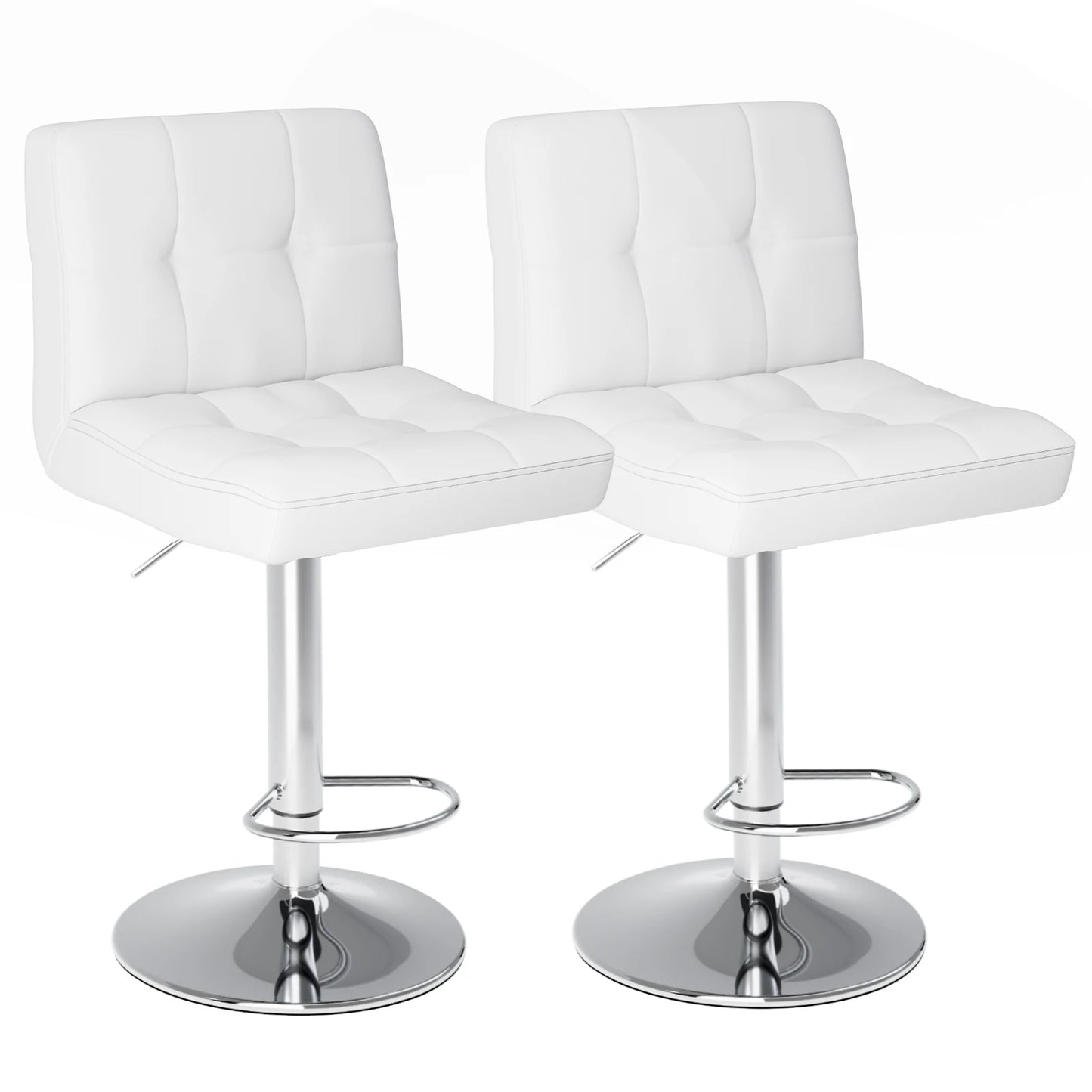 JHK PU Leather Bar Stools Set Of 2 Upholstered Counter Height Stools With Comfortable Backrest SGS Certified