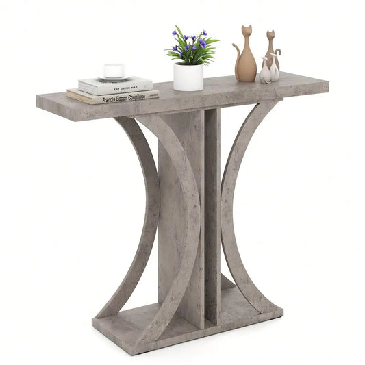 Entryway Table With Geometric Metal Frame For Living Room