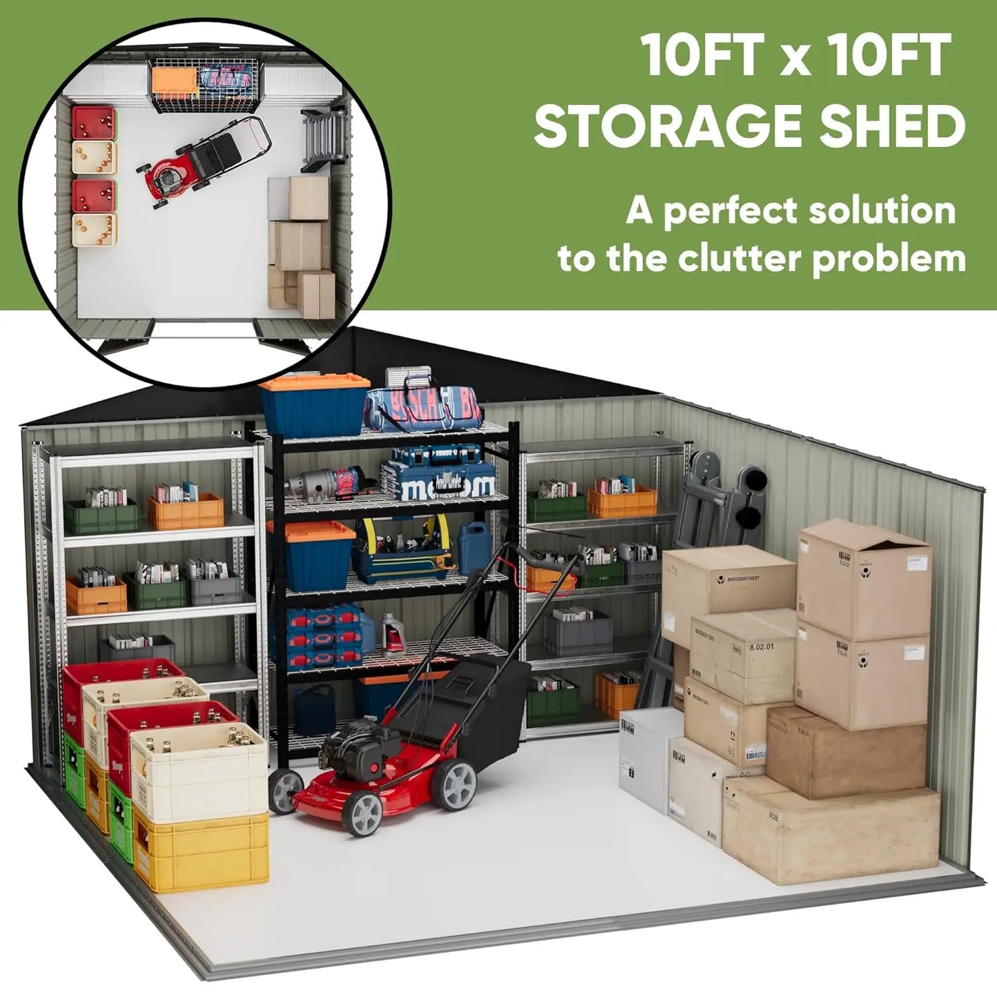 Lockable Metal Storage Shed For Garden Utility Tools Outdoor Use