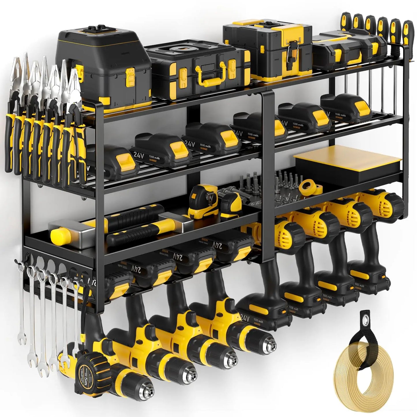 Power Tool Organizer Wall Mount Four Tier Drill Holder