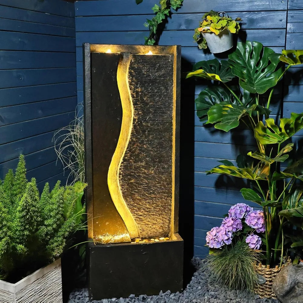 Tankana Outdoor Cube Fountain With LED Lights For Patio