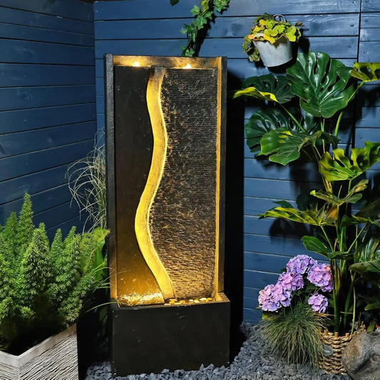 Tankana Outdoor Cube Fountain With LED Lights For Patio