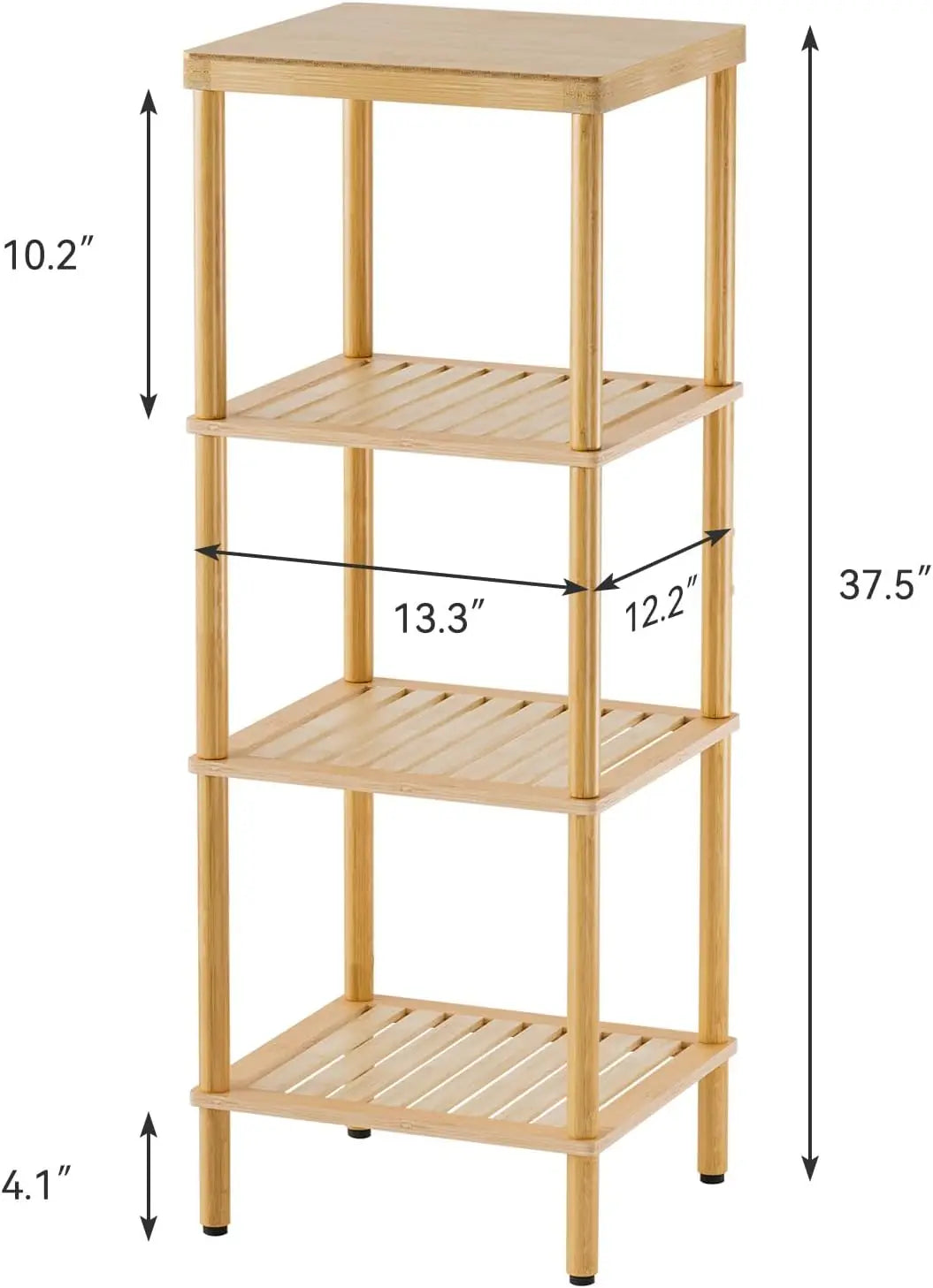 Bamboo 4 Tier Storage Shelf Multifunctional Space Saver For Home