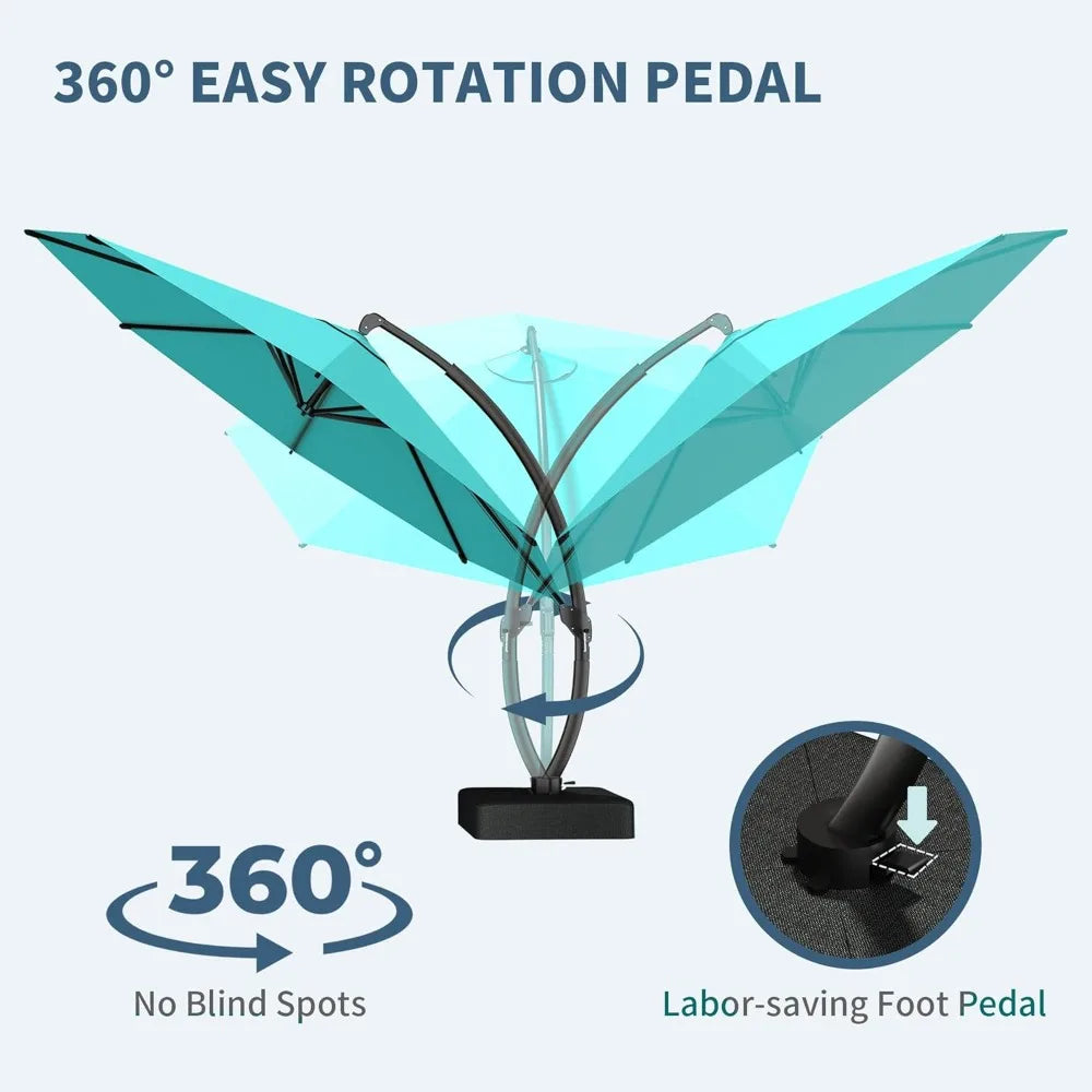Cantilever Umbrella With Base Heavy Duty 360 Degree Rotating Stand